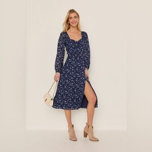 Francesca's Brandi Front Slit Midi Dress